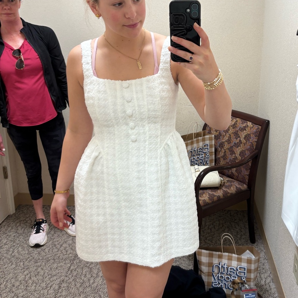 Meshki White Sleeveless Square Neck Mini Sundress